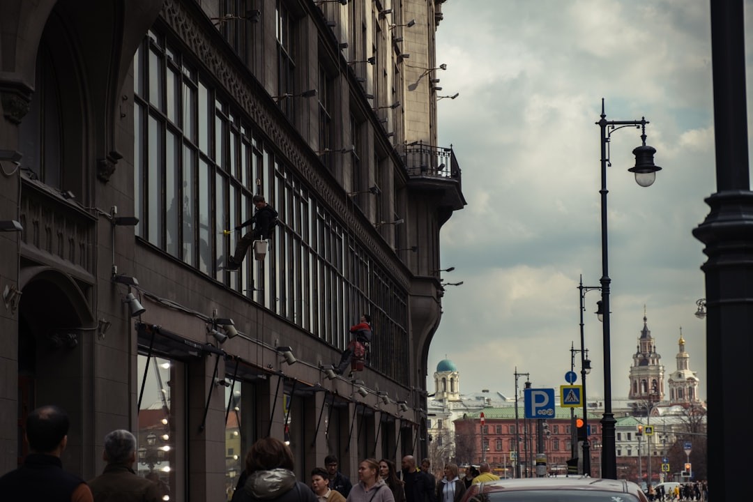 a street with people walking on it